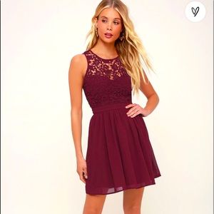 Lulu’s Burgundy Lace Skater Dress
